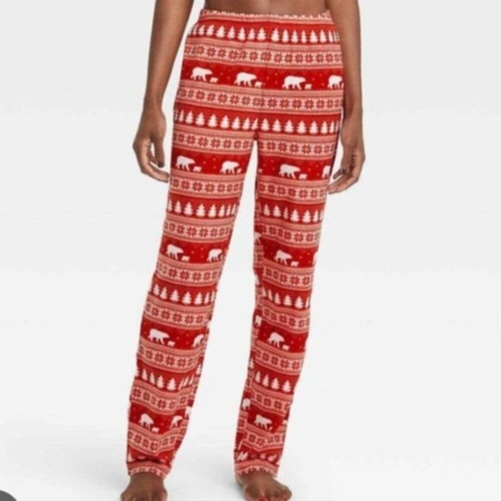 Wondershop Red & White Plush Fleece Fair Isle Holiday Lounge PJ Pants L Unisex